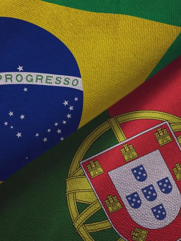 foto bandeiras Brasil e Portugal